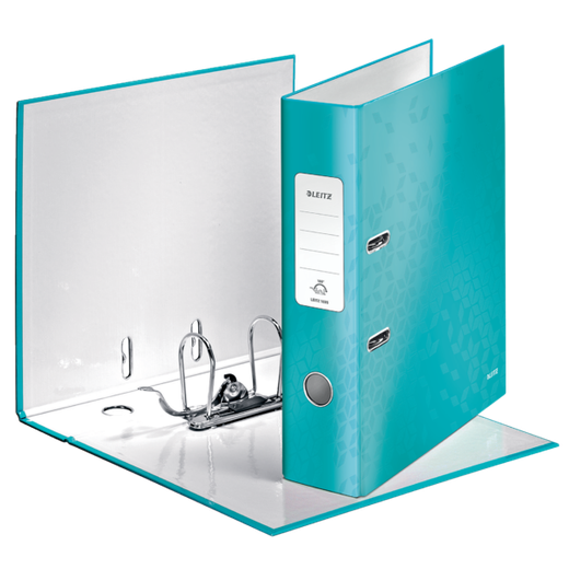 Archivador de palanca Leitz WOW. Cartón forrado. 180º. DIN A4. 80 mm. turquesa