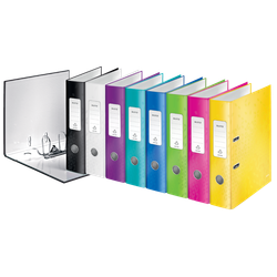 Archivador de palanca Leitz WOW. Cartón forrado. 180º. DIN A4. 80 mm. turquesa