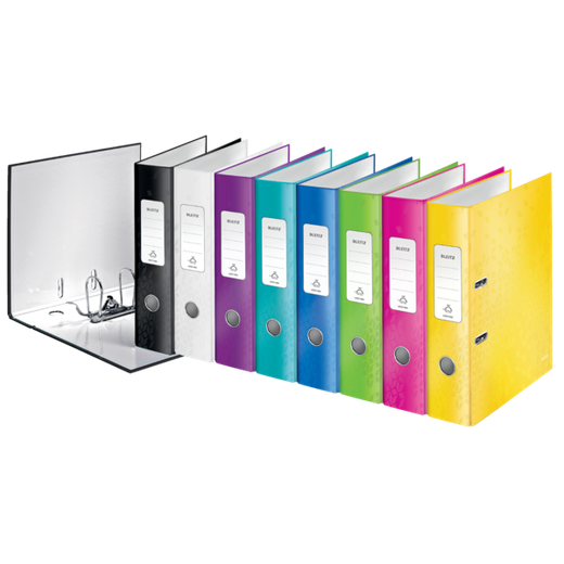 Archivador de palanca Leitz WOW. Cartón forrado. 180º. DIN A4. 80 mm. turquesa