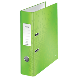 Archivador de palanca Leitz WOW. Cartón forrado. 180º. DIN A4. 80 mm. verde