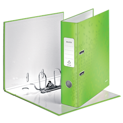 Archivador de palanca Leitz WOW. Cartón forrado. 180º. DIN A4. 80 mm. verde