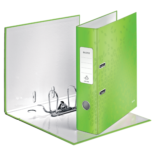 Archivador de palanca Leitz WOW. Cartón forrado. 180º. DIN A4. 80 mm. verde