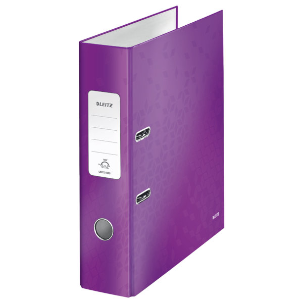 Archivador de palanca Leitz WOW. Cartón forrado. 180º. DIN A4. 80 mm. violeta