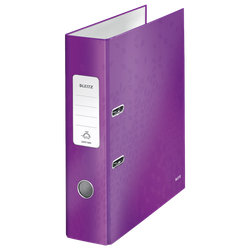 Archivador de palanca Leitz WOW. Cartón forrado. 180º. DIN A4. 80 mm. violeta