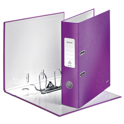 Archivador de palanca Leitz WOW. Cartón forrado. 180º. DIN A4. 80 mm. violeta
