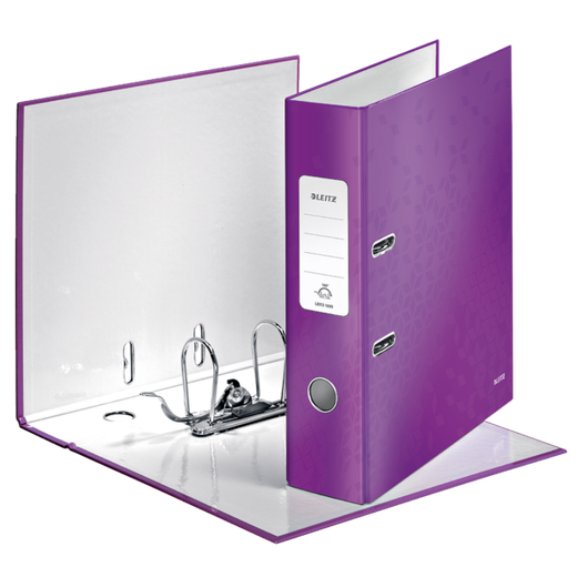 Archivador de palanca Leitz WOW. Cartón forrado. 180º. DIN A4. 80 mm. violeta