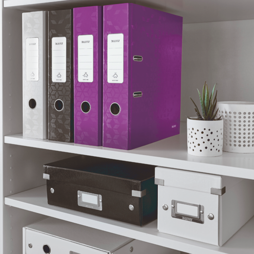 Archivador de palanca Leitz WOW. Cartón forrado. 180º. DIN A4. 80 mm. violeta