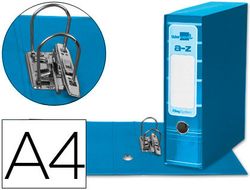 Archivador de Palanca Liderpap El A4 Filing System Forrado Sin Rado Lomo 80Mm Celeste con Caja y Compresor Metalico