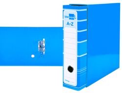Archivador de Palanca Liderpap El A4 Filing System Forrado Sin Rado Lomo 80Mm Celeste con Caja y Compresor Metalico