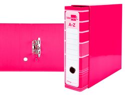 Archivador de Palanca Liderpap El A4 Filing System Forrado Sin Rado Lomo 80Mm Rosa con Caja y Compresor Metalico