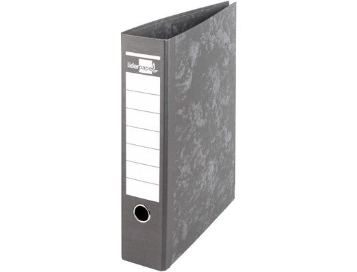 Archivador de Palanca Liderpapel A4 Carton Forrado Sin Rado Lomo 80Mm Negro Compresor Metalico