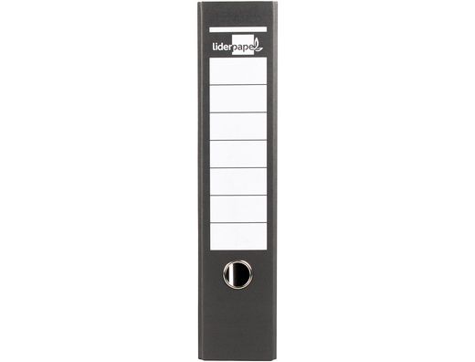 Archivador de Palanca Liderpapel A4 Carton Forrado Sin Rado Lomo 80Mm Negro Compresor Metalico
