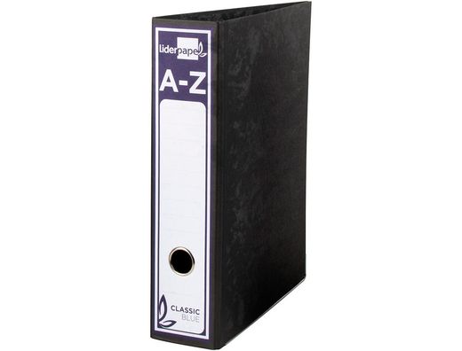 Archivador de Palanca Liderpapel A4 Classic Blue Carton Entrecolado Sin Rado Lomo 80Mm Negro Compresor Metalico