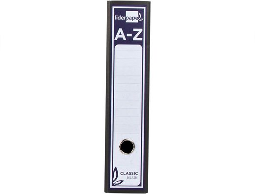 Archivador de Palanca Liderpapel A4 Classic Blue Carton Entrecolado Sin Rado Lomo 80Mm Negro Compresor Metalico