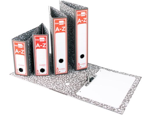 Archivador de Palanca Liderpapel A4 Classic Red Carton Entrecolado Sin Rado Lomo 80Mm Gris Compresor Metalico