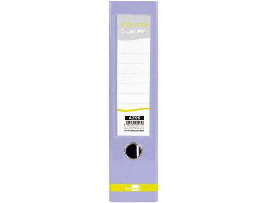 Archivador de palanca liderpapel a4 color system forrado sin rado lomo 80 mm lavanda compresor metalico
