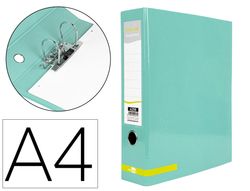 Archivador de palanca liderpapel a4 color system forrado sin rado lomo 80 mm menta compresor metalico