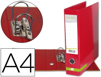 Archivador de Palanca Liderpapel A4 Color System Forrado Sin Rado Lomo 80Mm Rojo Compresor Metalico