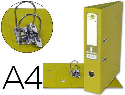 Archivador de Palanca Liderpapel A4 Documenta Forrado Pvc con Rado Lomo 75Mm Amarillo Compresor Metalico