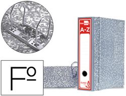 Archivador de Palanca Liderpapel Carton Forrado Folio Jaspeado Gris con Caja Classic Red