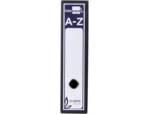 Archivador de Palanca Liderpapel Carton Forrado Folio Jaspeado Negro con Caja Classic Blue