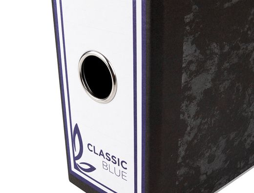 Archivador de Palanca Liderpapel Carton Forrado Folio Jaspeado Negro con Caja Classic Blue