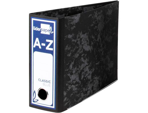 Archivador de Palanca Liderpapel Cuarto Apaisado Classic Blue Sin Rado Lomo 80Mm Negro Compresor Metalico