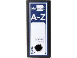 Archivador de Palanca Liderpapel Cuarto Apaisado Classic Blue Sin Rado Lomo 80Mm Negro Compresor Metalico