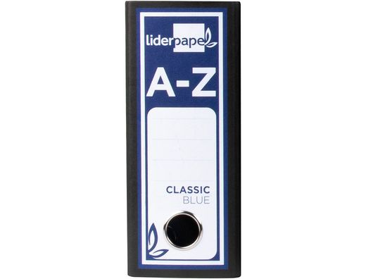 Archivador de Palanca Liderpapel Cuarto Apaisado Classic Blue Sin Rado Lomo 80Mm Negro Compresor Metalico