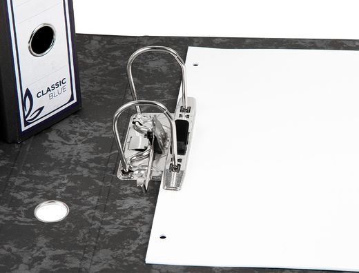 Archivador de Palanca Liderpapel Cuarto Apaisado Classic Blue Sin Rado Lomo 80Mm Negro Compresor Metalico