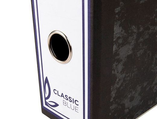 Archivador de Palanca Liderpapel Folio Classic Blue Carton Entrecolado Sin Rado Lomo 80Mm Negro Compresor Metal
