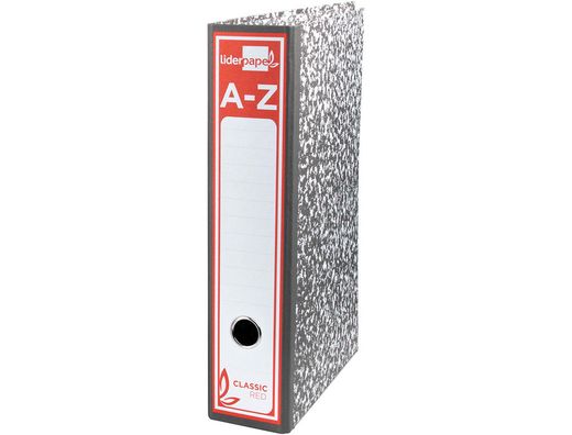 Archivador de Palanca Liderpapel Folio Classic Red Carton Entrecolado Sin Rado Lomo 80Mm Gris Compresor Metalico