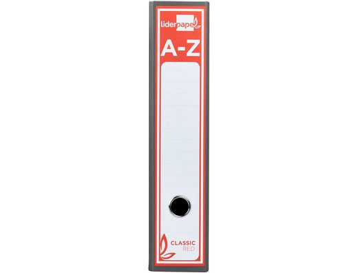 Archivador de Palanca Liderpapel Folio Classic Red Carton Entrecolado Sin Rado Lomo 80Mm Gris Compresor Metalico