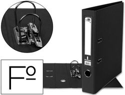 Archivador de Palanca Liderpapel Folio Documenta Forrado Pvc con Rado Lomo 52 mm Negro Compresor Metalico