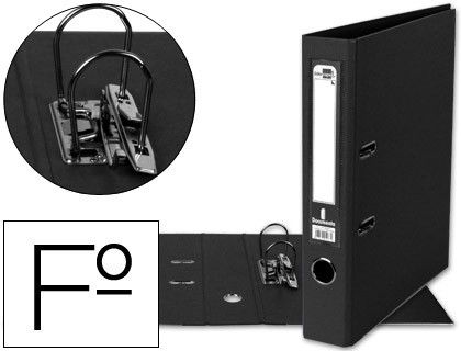 Archivador de Palanca Liderpapel Folio Documenta Forrado Pvc con Rado Lomo 52 mm Negro Compresor Metalico