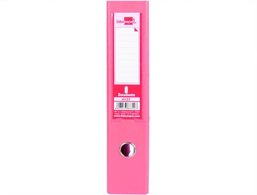Archivador de Palanca Liderpapel Folio Documenta Forrado Pvc con Rado Lomo 75 mm Rosa Compresor Metalico
