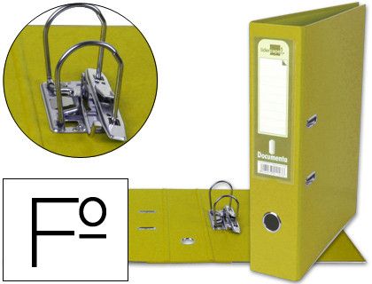 Archivador de Palanca Liderpapel Folio Documenta Forrado Pvc con Rado Lomo 75Mm Amarillo Compresor Metalico