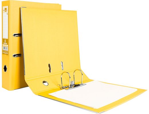 Archivador de Palanca Liderpapel Folio Documenta Forrado Pvc con Rado Lomo 75Mm Amarillo Compresor Metalico