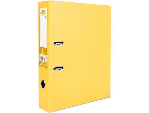 Archivador de Palanca Liderpapel Folio Documenta Forrado Pvc con Rado Lomo 75Mm Amarillo Compresor Metalico