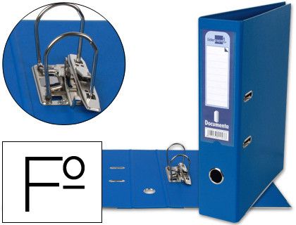 Archivador de Palanca Liderpapel Folio Documenta Forrado Pvc con Rado Lomo 75Mm Azul Compresor Metalico