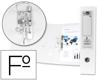 Archivador de Palanca Liderpapel Folio Documenta Forrado Pvc con Rado Lomo 75Mm Blanco con Compresor