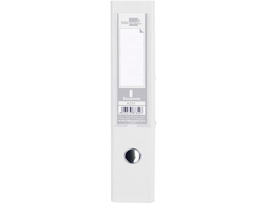 Archivador de Palanca Liderpapel Folio Documenta Forrado Pvc con Rado Lomo 75Mm Blanco con Compresor