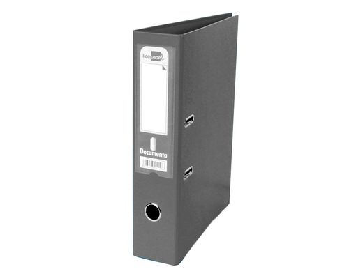 Archivador de Palanca Liderpapel Folio Documenta Forrado Pvc con Rado Lomo 75Mm Gris Compresor Metalico