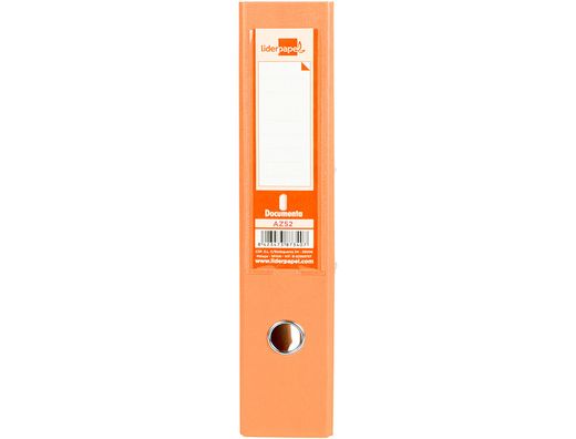 Archivador de Palanca Liderpapel Folio Documenta Forrado Pvc con Rado Lomo 75Mm Naranja con Compresor