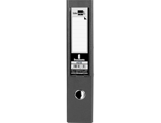Archivador de Palanca Liderpapel Folio Documenta Forrado Pvc con Rado Lomo 75Mm Negro Compresor Metalico