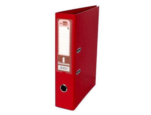 Archivador de Palanca Liderpapel Folio Documenta Forrado Pvc con Rado Lomo 75Mm Rojo Compresor Metalico