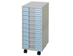 Archivador metalico clen 10 bandejas plastico de 5,5 cm de altura con ruedas color gris claro 680x303x371 mm