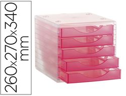 Fichero cajones de sobremesa archivo 2000 apilable 5 cajones fucsia translucido 260x270x340 mm