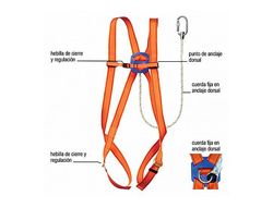 Arnes Faru Proteccion Anticaidas Basico con Cuerda Incorporada de 1 M de Largo