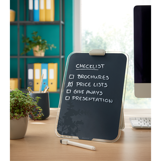 Atril escritorio cristal Leitz Cosy, gris